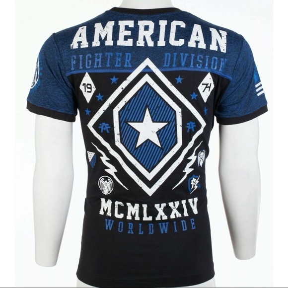 AMERICAN FIGHTER Kendall Black Blue Athletic Fit Mens Crew Neck T-shirt XL-3XL - Picture 9 of 11